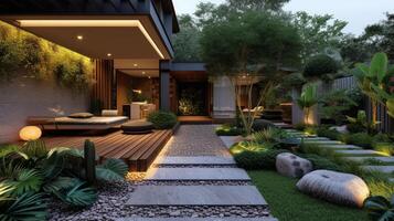 AI generated Beautiful modern garden design photo