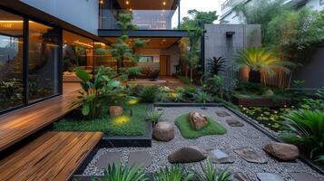 AI generated Beautiful modern garden design photo