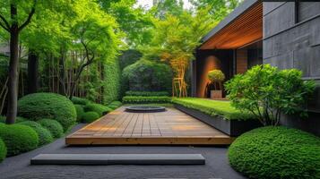 AI generated Beautiful modern garden design photo