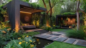 AI generated Beautiful modern garden design photo