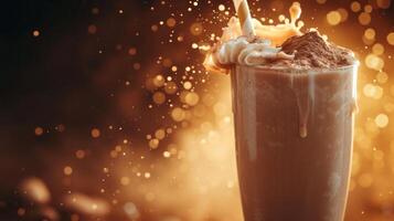 AI generated A beautiful image for a protein shake ad with plenty of free space for text photo