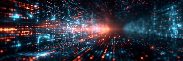 AI generated Dark abstract technology background with translucent program code photo