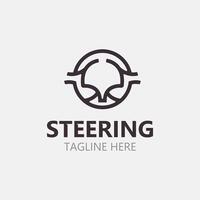 Steering wheel logo automotive car design garage auto repair workshop illustration vector