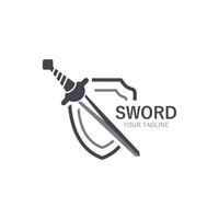 Sword vintage logo design. illustration sword element, can be used as logotype, icon, template coat of arms concept vector