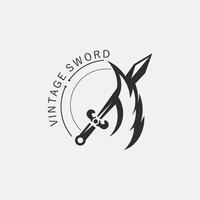 Sword vintage logo design. illustration sword element, can be used as logotype, icon, template coat of arms concept vector
