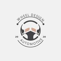 Steering wheel logo automotive car design garage auto repair workshop illustration vector