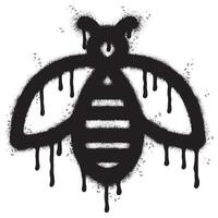 Spray Painted Graffiti bee icon Sprayed isolated with a white background. graffiti bee symbol with over spray in black over white. Vector illustration.