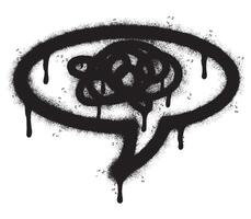 Spray Painted Graffiti Stressed thoughts bubble Sprayed isolated with a white background. graffiti Speech bubble symbol with over spray in black over white. Vector illustration.