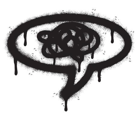 Spray Painted Graffiti Stressed thoughts bubble Sprayed isolated with a white background. graffiti Speech bubble symbol with over spray in black over white. Vector illustration.