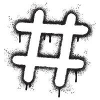 rociar pintado pintada hashtag icono rociado aislado con un blanco antecedentes. pintada picadillo etiqueta con terminado rociar en negro terminado blanco. vector ilustración.