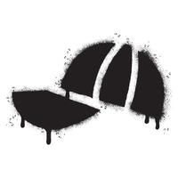 Spray Painted Graffiti hat icon Sprayed isolated with a white background. graffiti hat symbol with over spray in black over white. vector