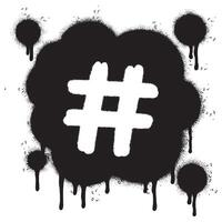 Spray Painted Graffiti hashtag icon Sprayed isolated with a white background. graffiti hash tag with over spray in black over white. Vector illustration.