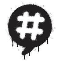 Spray Painted Graffiti hashtag icon Sprayed isolated with a white background. graffiti hash tag with over spray in black over white. Vector illustration.