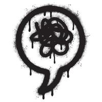 Spray Painted Graffiti Stressed thoughts bubble Sprayed isolated with a white background. graffiti Speech bubble symbol with over spray in black over white. Vector illustration.