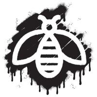 Spray Painted Graffiti bee icon Sprayed isolated with a white background. graffiti bee symbol with over spray in black over white. Vector illustration.