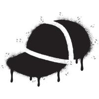 Spray Painted Graffiti hat icon Sprayed isolated with a white background. graffiti hat symbol with over spray in black over white. vector