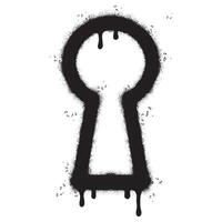 Spray Painted Graffiti Keyhole outline icon Sprayed isolated with a white background. graffiti Keyhole outline symbol with over spray in black over white. Vector illustration.