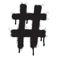 Spray Painted Graffiti hashtag icon Sprayed isolated with a white background. graffiti hash tag with over spray in black over white. Vector illustration.