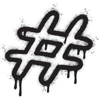 Spray Painted Graffiti hashtag icon Sprayed isolated with a white background. graffiti hash tag with over spray in black over white. Vector illustration.