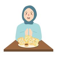 people eating mendoan concept illustration vector