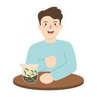 people eating cendol concept illustration vector