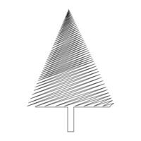 Vector continuous one line drawing of Christmas tree isolated on white background and minimal art illustration