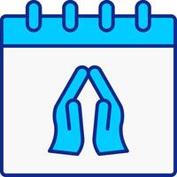 Praying Blue Filled Icon vector