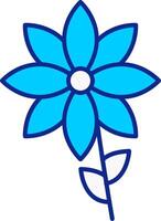 flor azul lleno icono vector