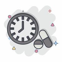 Icon Medication Timing. related to Hepatologist symbol. comic style. simple design editable. simple illustration vector