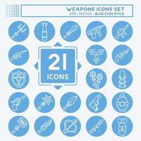 Icon Set Weapons. related toTools of War symbol. blue eyes style. simple design editable. simple illustration vector