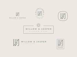 Bundle of Logo Template Initial letter WJ for Beauty Cosmetic Business vector