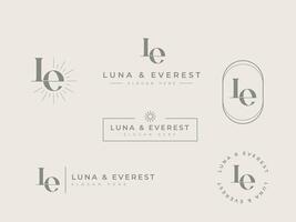 Bundle of Logo Template Initial letter LE for Beauty Cosmetic Business vector