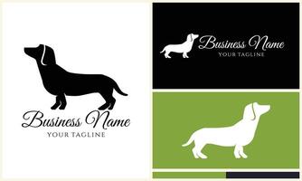 silhouette dog dachshund logo template vector