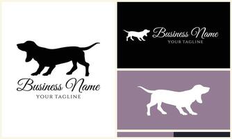 silhouette dog dachshund logo template vector