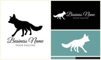 silhouette fox wolf logo template vector