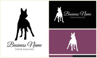 silhouette fox wolf logo template vector