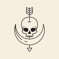 skull head logo  arrow vector icon symbol minimalist illustration design