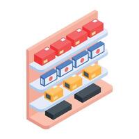 Store Counters Isometric Icon vector