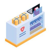 Store Counters Isometric Icon vector