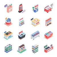 Set of Product Showcases Isometric Icons vector
