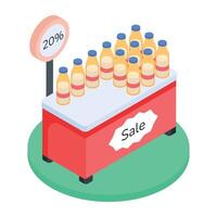 Supermarket Shelves Isometric Icon vector