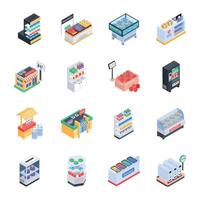 Collection of Store Counters Isometric Icons vector