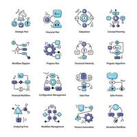 conjunto de garabatear estilo negocio flujo de trabajo íconos vector