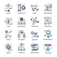 Collection of Doodle Style Workflow Icons vector