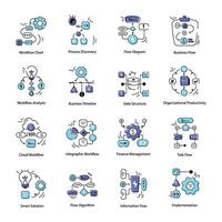 Bundle of Doodle Style Workflow Management Icons vector