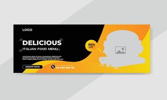 Food restaurant social media cover template vector