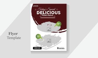 Vector food flyer template for restaurant and cafe