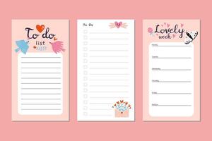 Trendy editable weekly spring planner, schedule and to do list. Vector stock illustration, cartoon style. Templates for Instagram stories, bullet journal. Backgrounds for social media, notebook.