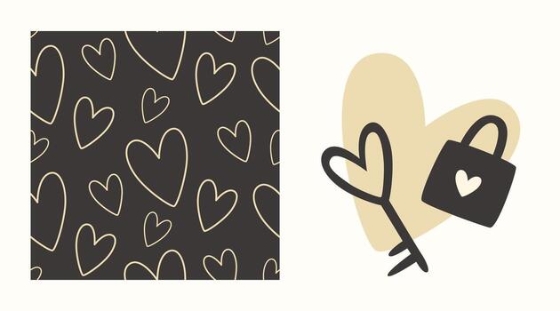 Minimalist seamless pattern with with hearts for Valentine's Day on a dark background vector