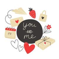 tarjeta con un calendario y un corazón para San Valentín día vector